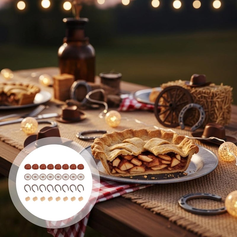 32 Pcs Western Party Decorations, Cowboy Hats Horseshoes Wagon Wheels Hay Bales, Rustic Decor for Birthday Wedding Parties - Image 3