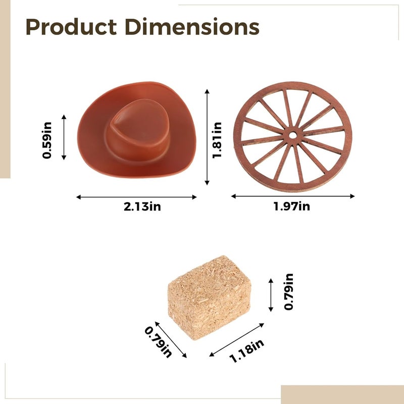 32 Pcs Western Party Decorations, Cowboy Hats Horseshoes Wagon Wheels Hay Bales, Rustic Decor for Birthday Wedding Parties - Image 4