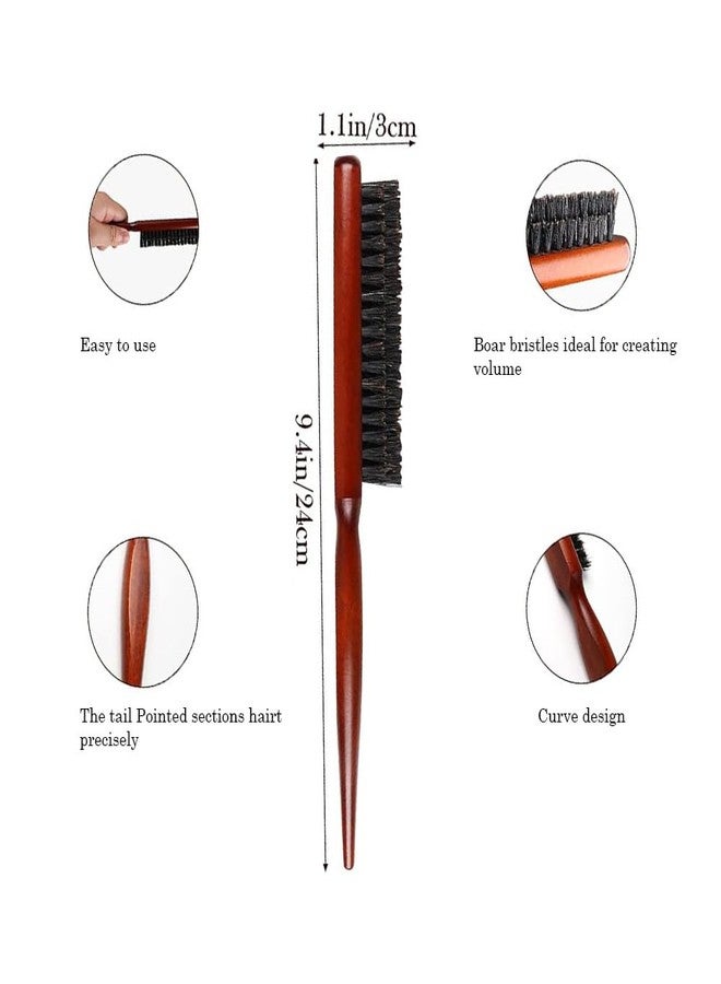 PINAKA Wooden Teasing Brush to Add Volume and Hair Care Scalp Massage for Women Hair Growth, Rat Tail Combs for Back Combing 1 pc - Image 4