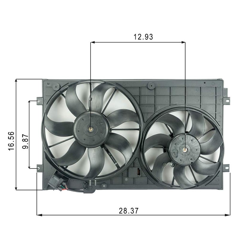 Focreedy VW101 Replacement Dual Radiator & Condenser Cooling Fan Assembly for Volkswagen Jetta VW Rabbit Golf Beetle L5 2.5L - Image 5