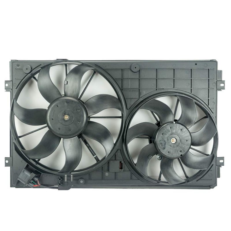 Focreedy VW101 Replacement Dual Radiator & Condenser Cooling Fan Assembly for Volkswagen Jetta VW Rabbit Golf Beetle L5 2.5L - Image 1