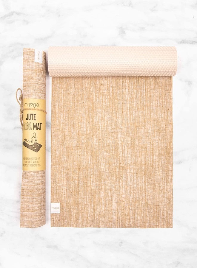 Myga Jute Yoga Mat - High Performance Vegan Floor Exercise Mat - Eco Friendly Biodegradable Yoga Mat with PVC Backing - 72" x 24" - 0.2" Thickness White - Image 2