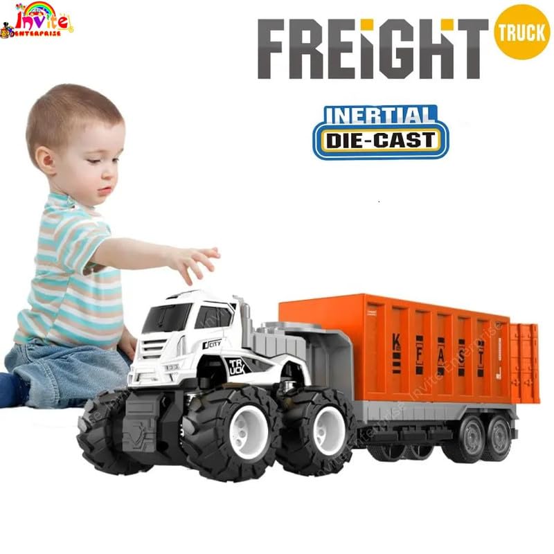 Invite Enterprise 1:43 4Wd Diecast Alloy Logistic-Transportation Big Truck Toys With Friction Powered Miniature Car Vehicle Toy For Kids, Boys And Girls (2 Color Truck Sent Any 1 Truck) - Image 4