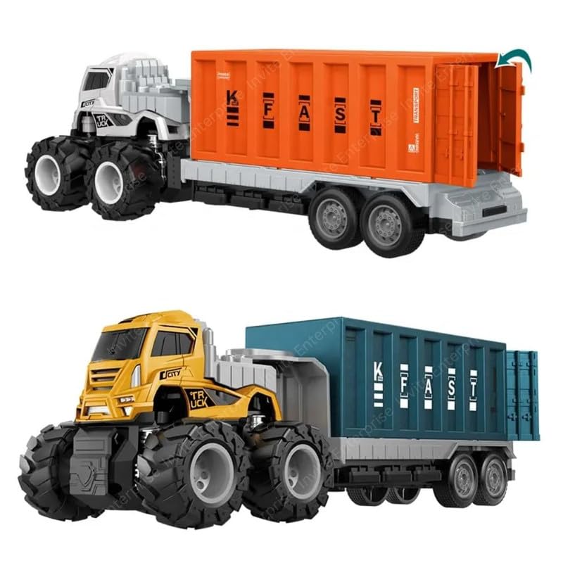 Invite Enterprise 1:43 4Wd Diecast Alloy Logistic-Transportation Big Truck Toys With Friction Powered Miniature Car Vehicle Toy For Kids, Boys And Girls (2 Color Truck Sent Any 1 Truck) - Image 1