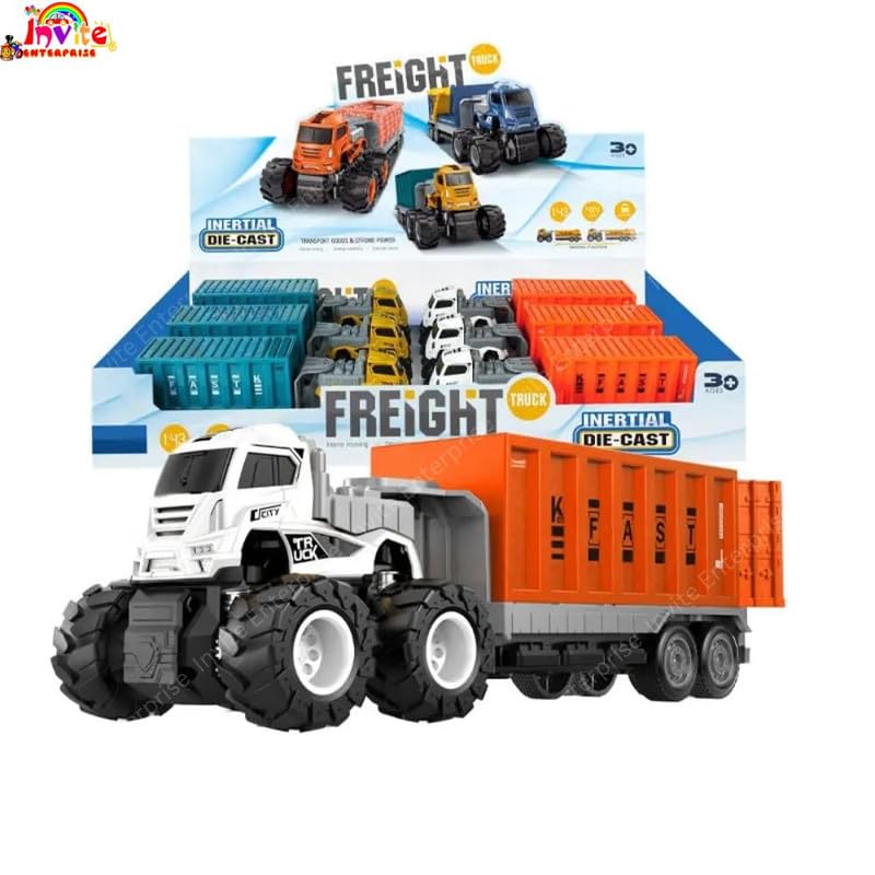 Invite Enterprise 1:43 4Wd Diecast Alloy Logistic-Transportation Big Truck Toys With Friction Powered Miniature Car Vehicle Toy For Kids, Boys And Girls (2 Color Truck Sent Any 1 Truck) - Image 5