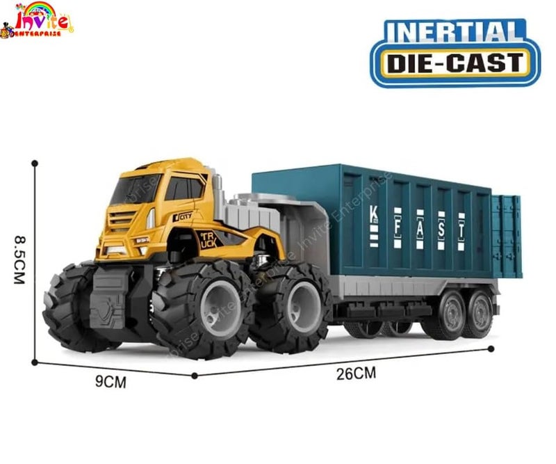 Invite Enterprise 1:43 4Wd Diecast Alloy Logistic-Transportation Big Truck Toys With Friction Powered Miniature Car Vehicle Toy For Kids, Boys And Girls (2 Color Truck Sent Any 1 Truck) - Image 2