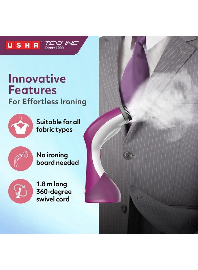 USHA Techne Direct 1000 Garment Steamer- Vertical Steaming, 920 Watts, Up To 21 G/Min (Purple & White) - Image 4