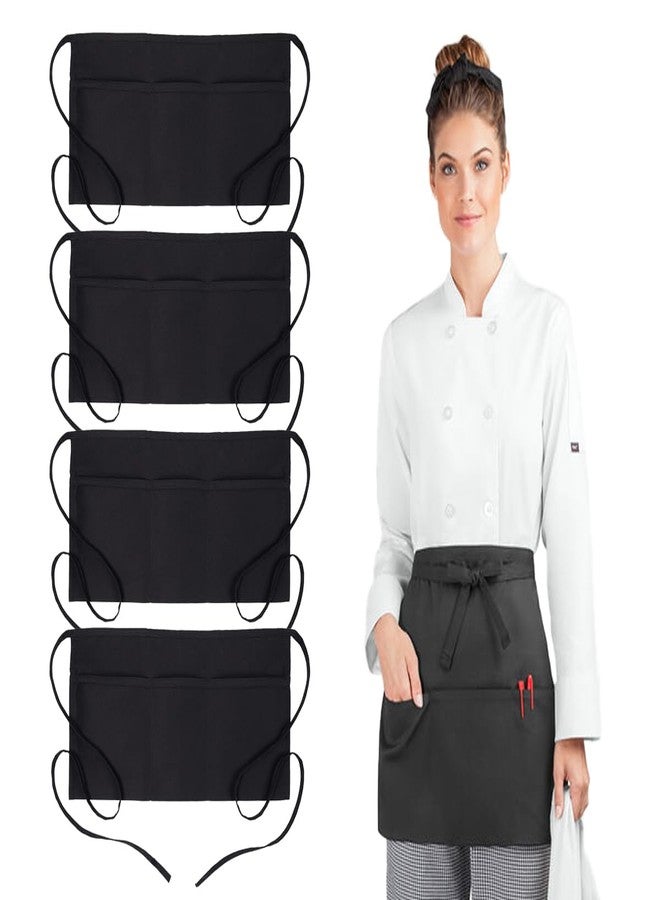 Avalon Kitchen Black server aprons with pockets Black waitress aprons with pockets half apron with pocket serving apron - Image 1