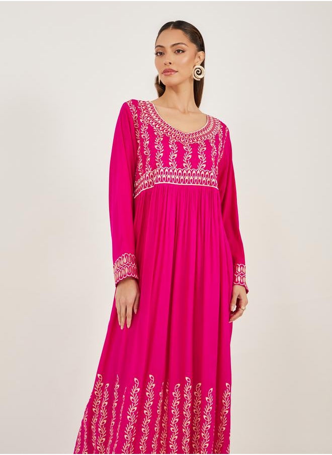 Maxim Creation - Block Printed V Neck Jalabiya by Styli - Image 1
