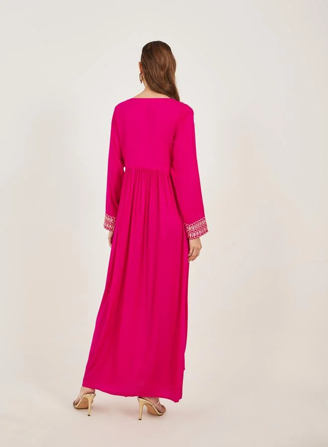 Maxim Creation Block Printed V Neck Jalabiya by Styli