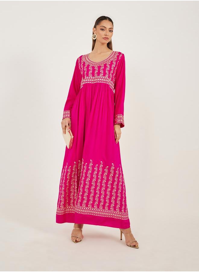 Maxim Creation - Block Printed V Neck Jalabiya by Styli - Image 1