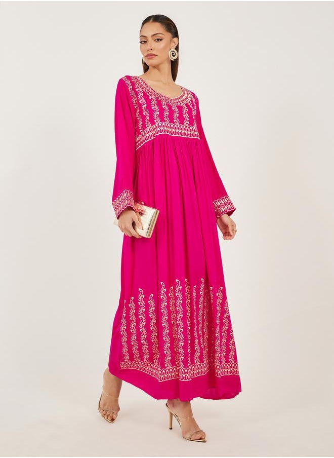 Maxim Creation - Block Printed V Neck Jalabiya by Styli - Image 1