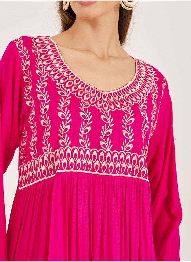 Maxim Creation - Block Printed V Neck Jalabiya by Styli - Image 1