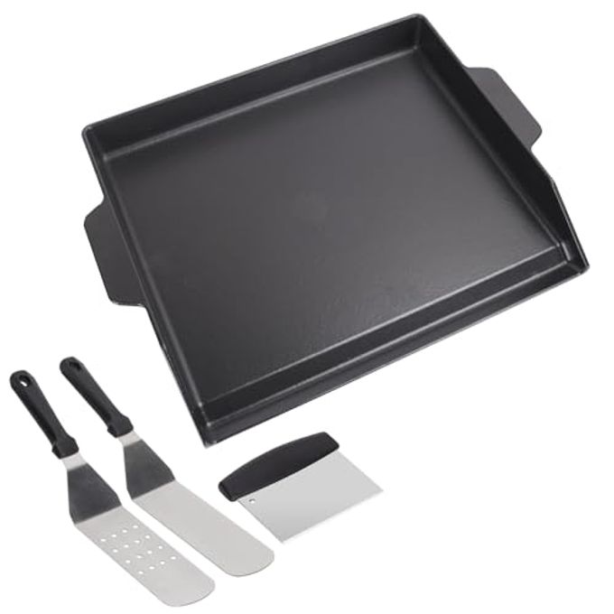 GLOWYE Nonstick Cast Iron Griddle For Gas Grill, 23" X 16" Universal Cooking Coating Flat Top Plate For Gas Stove Top 4 Burner Oven/Stove Top, Electric Grill - Image 1