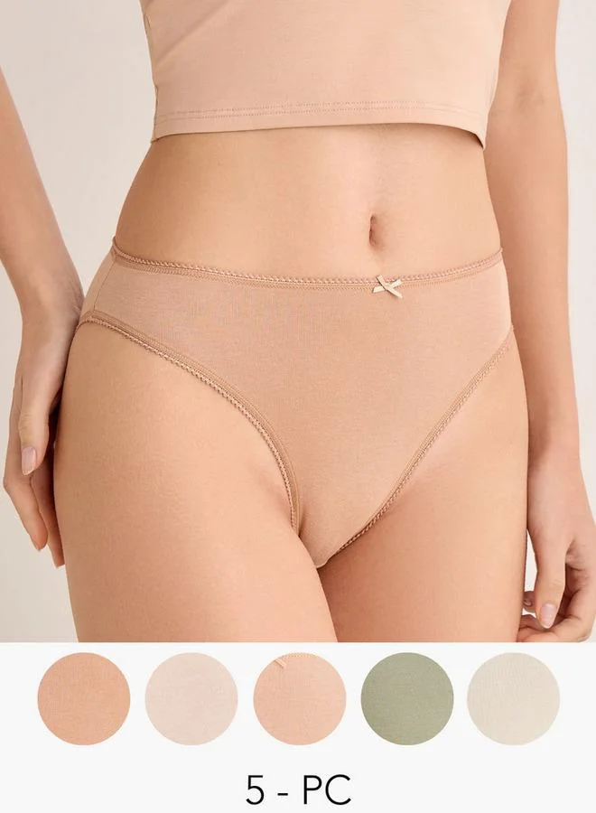 Set of 5 - Bikini Briefs Bow Accent