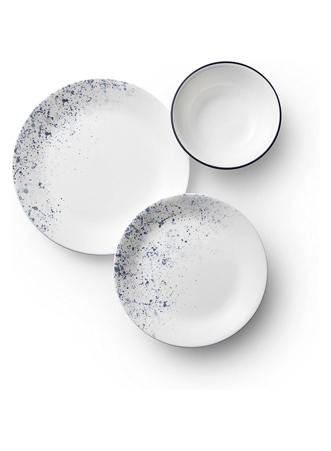 كوريل 18 قطعة كوريل مجموعة ادوات مائدة مكونة   مكونة من 6 قطع من فيتريل مجموعة اطباق واوعية دائرية خفيفة الوزن من الزجاج ومقاومة للكسر لون ازرق نيلي منقط - Image 2