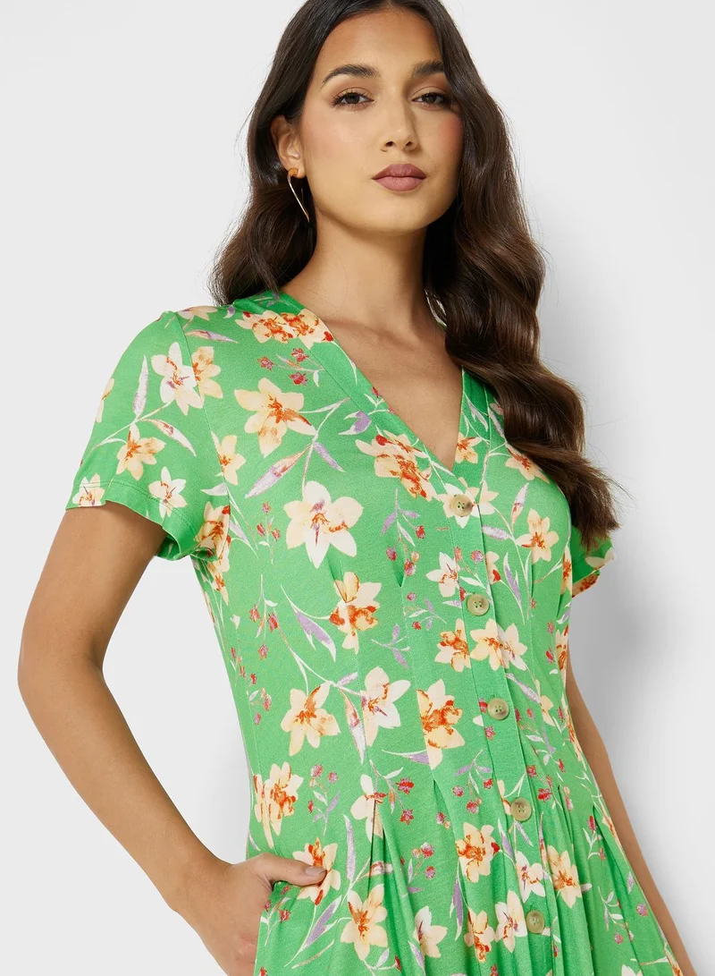 French Connection Tiered Hem Floral Print Dress
