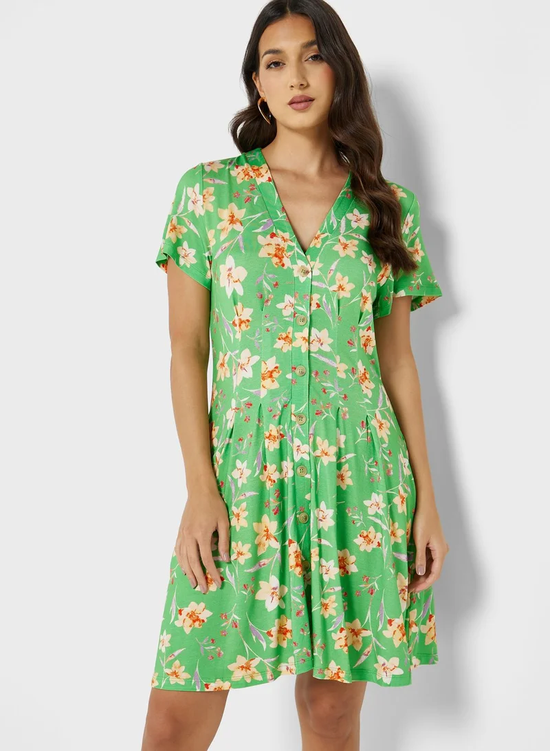 French Connection Tiered Hem Floral Print Dress