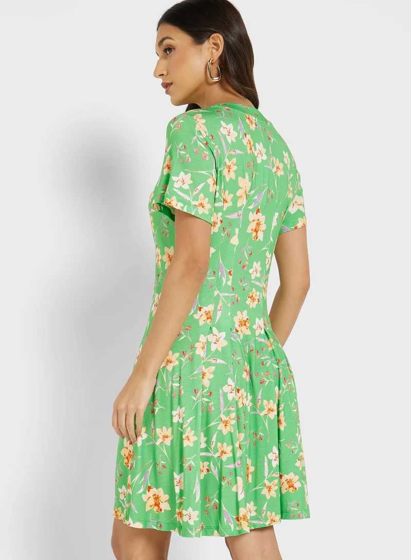 French Connection Tiered Hem Floral Print Dress