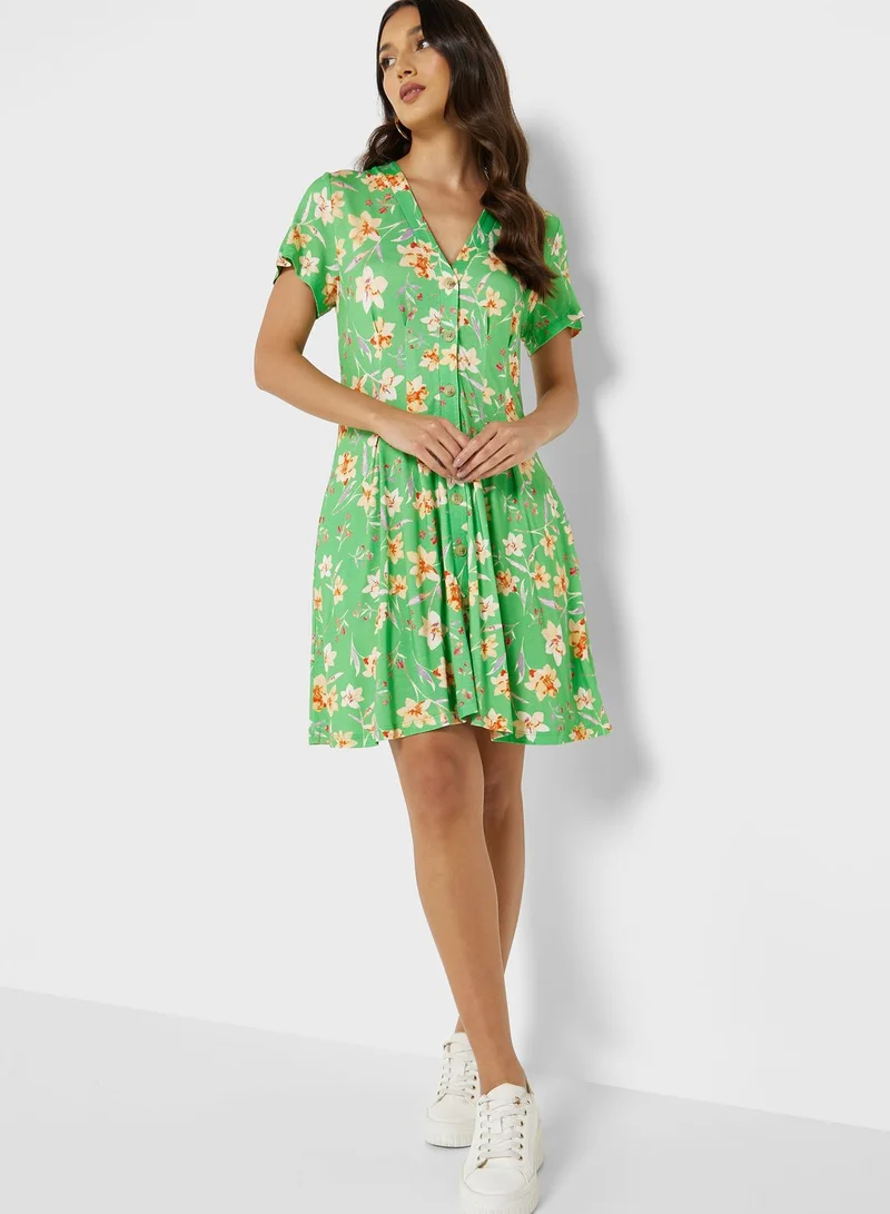 French Connection Tiered Hem Floral Print Dress