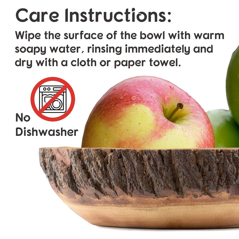 Tapeera Wood Fruit Bowl for Kitchen Counter - Large Decorative Key Tray for Entryway Table - Wooden Holder Basket for Candy and Office (10.5 Inch) - Image 3