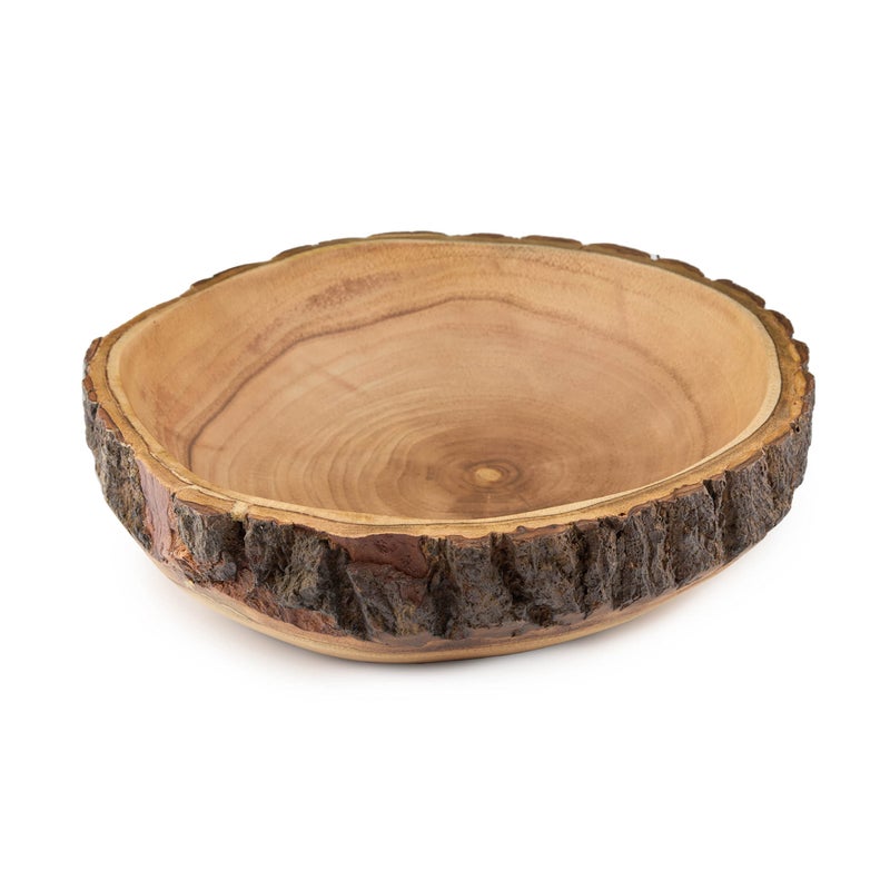 Tapeera Wood Fruit Bowl for Kitchen Counter - Large Decorative Key Tray for Entryway Table - Wooden Holder Basket for Candy and Office (10.5 Inch) - Image 1