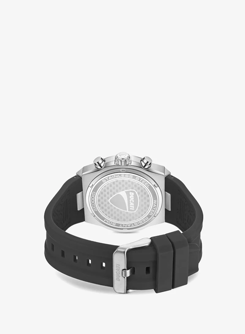 Ducati Silver/Black Nitro Silver-Black Dial, Silicone Strap, Chronograph Watch for Men, 43mm for Men | Best Price UAE