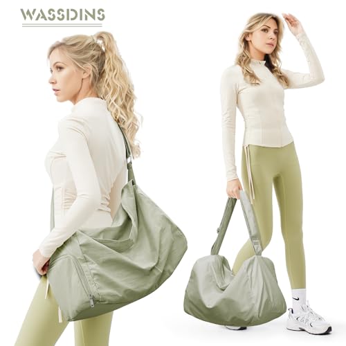 wassdins Large Gym Bag with Shoe Compartment, Workout Sport Duffle Bag for Women Travel, Waterproof Shoulder Overnight Bags Lightweight Carry on Tote Bags for Swim, Yoga, Dance - Image 2