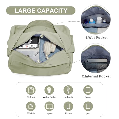 wassdins Large Gym Bag with Shoe Compartment, Workout Sport Duffle Bag for Women Travel, Waterproof Shoulder Overnight Bags Lightweight Carry on Tote Bags for Swim, Yoga, Dance - Image 4