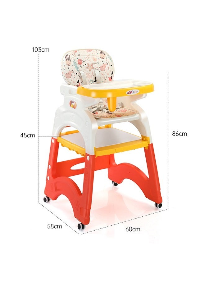 Beauenty - Baby dining chair multifunctional baby high chair home safety fall-proof children dining chair for feeding, 8 in 1, detachable tray, with movable wheels, children's study table, building block table. - Image 1