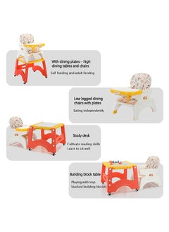 Beauenty Baby dining chair multifunctional baby high chair home safety fall-proof children dining chair for feeding, 8 in 1, detachable tray, with movable wheels, children's study table, building block table.  - Image 2