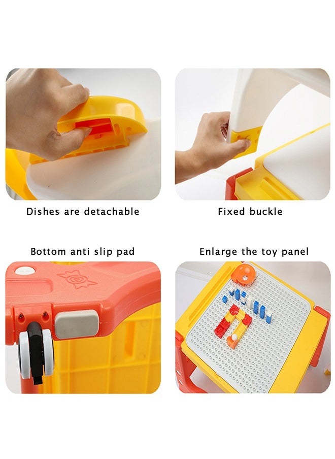 Beauenty - Baby dining chair multifunctional baby high chair home safety fall-proof children dining chair for feeding, 8 in 1, detachable tray, with movable wheels, children's study table, building block table. - Image 1