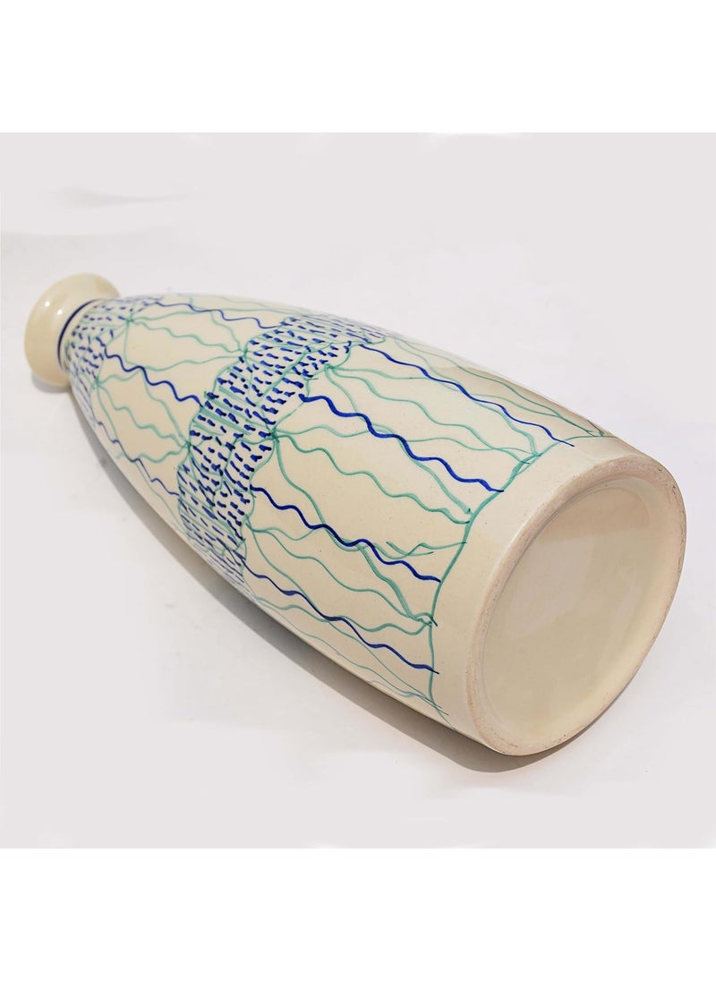 Pure Source India Pure Source India Ceramic Hand Painted Flower Vase Decorative Vase for Home Decor Living Room Office (White) (10.5 Inch)  - Image 4