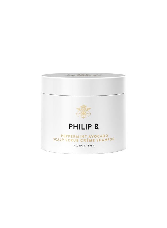 PHILIP B . Peppermint Avocado Scalp Scrub, 8 Fl Oz - Crème Shampoo + Sea Salt Scalp Scrub with Witch Hazel and Aloe, For All Hair Types - Image 1