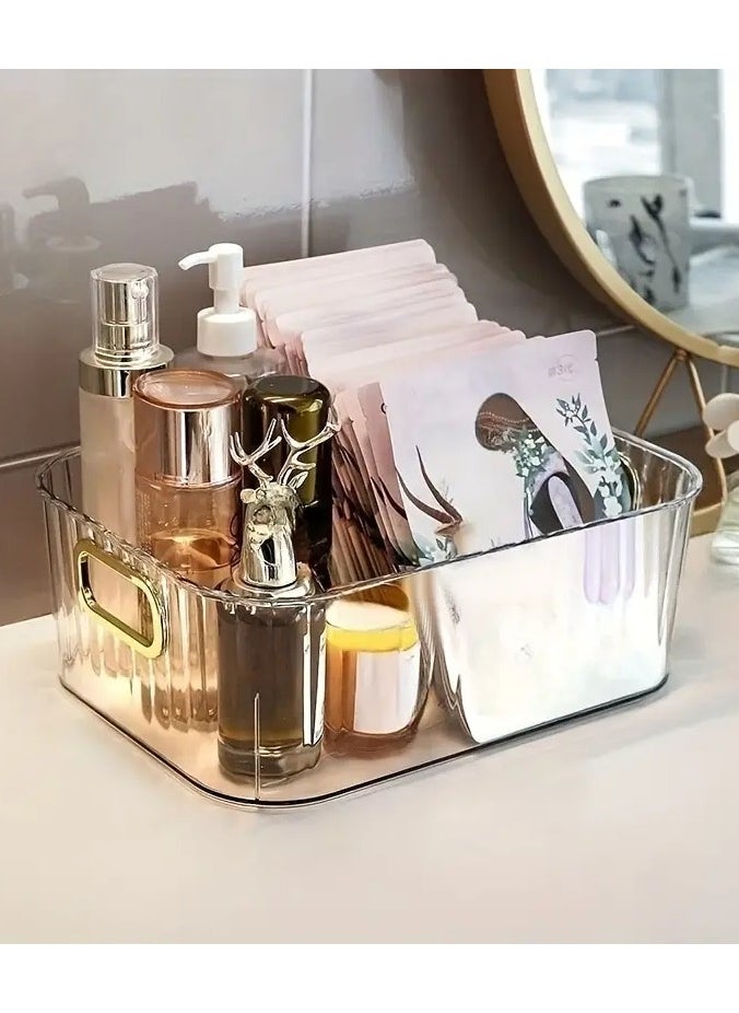 ORiTi Makeup Tray Holder Organizer Cosmetic Display Case Bathroom Makeup Organizer Desktop Vannity Skin Care Storage Case with Handle  - Image 1