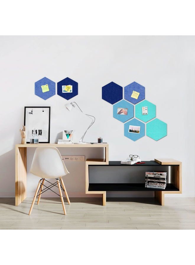 Uoisaiko 12" Large Bulletin Board with 30 Push Pins, Pack of 8 Hexagon Felt Pin Board Notice Boards for Home Office Kitchen, Felt Wall Tiles for Photos Memos (Dark Blue) - Image 3