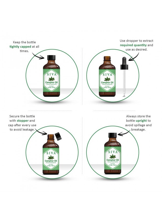 SIVA ORGANICS Siva Camphor Essential Oil 4 Fl Oz with Premium Glass Dropper 100% Pure, Natural, Undiluted, Premium Therapeutic Grade, Great for Skincare, Smooth Hair, Diffuser, Aromatherapy, Soap & Candle  - Image 2