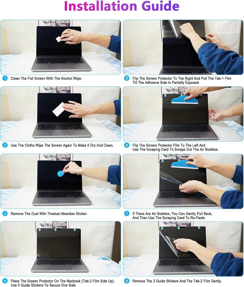 PYS 4-Way Privacy Screen for MacBook Pro 14 Inch (2024-2021, M4, M3, M2, M1) - 360° Anti-Spy Filter, Matte Anti-Glare Protector, Scratch-Resistant Film, Laptop Privacy Filter Shield - Image 4