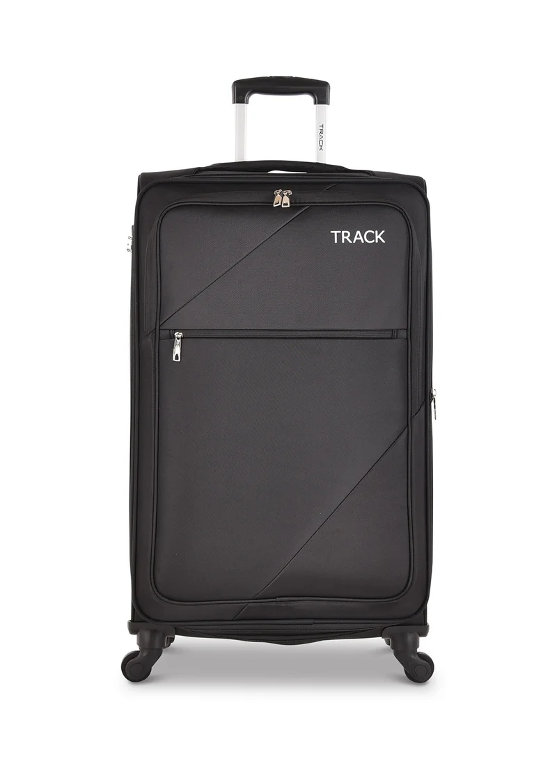 Track Track Luggage 3 Piece Sets Soft Trolley Travel Bag Lightweight Suitcase Sets Size 20/24/28 Inch Black
