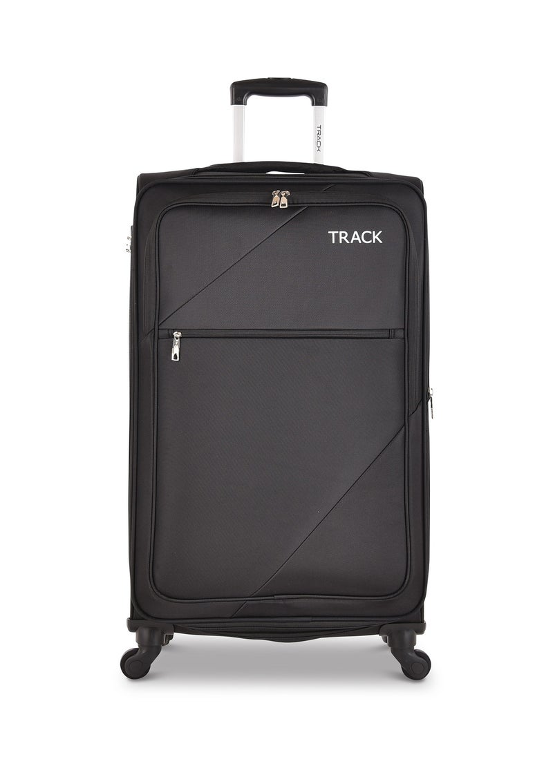 Track - Track Luggage 3 Piece Sets Soft Trolley Travel Bag Lightweight Suitcase Sets Size 20/24/28 Inch Black - Image 1