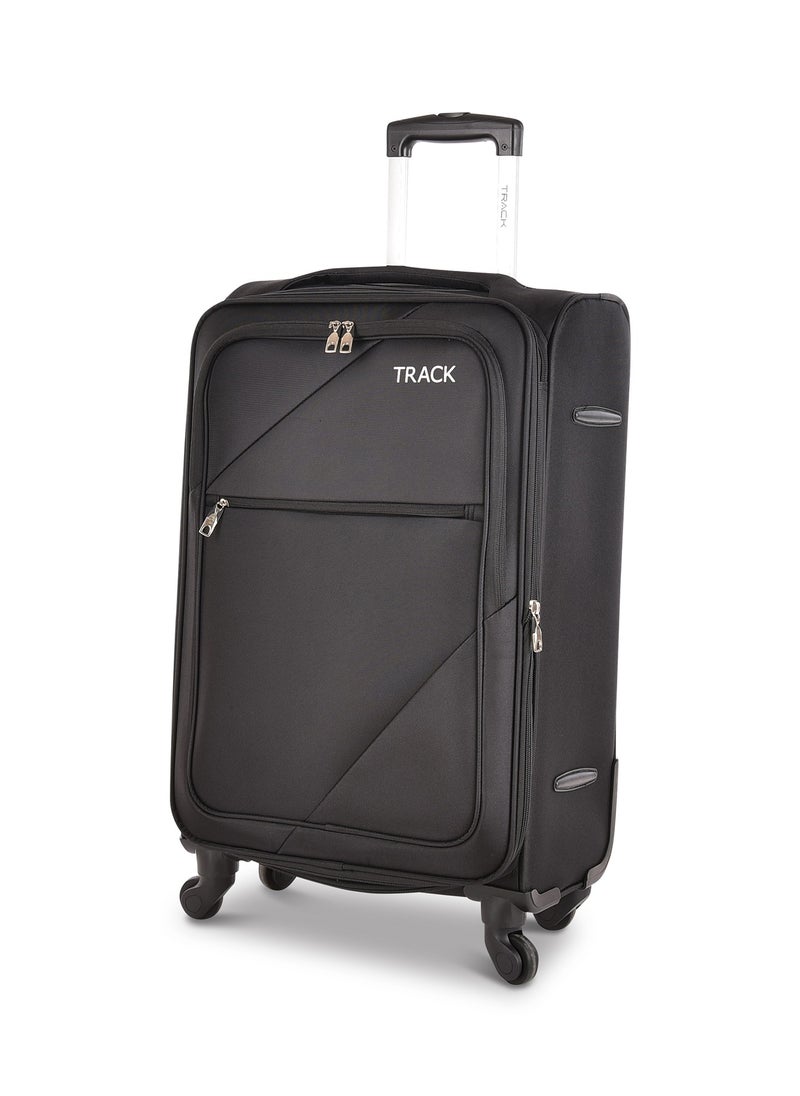 Track - Track Luggage 3 Piece Sets Soft Trolley Travel Bag Lightweight Suitcase Sets Size 20/24/28 Inch Black - Image 1