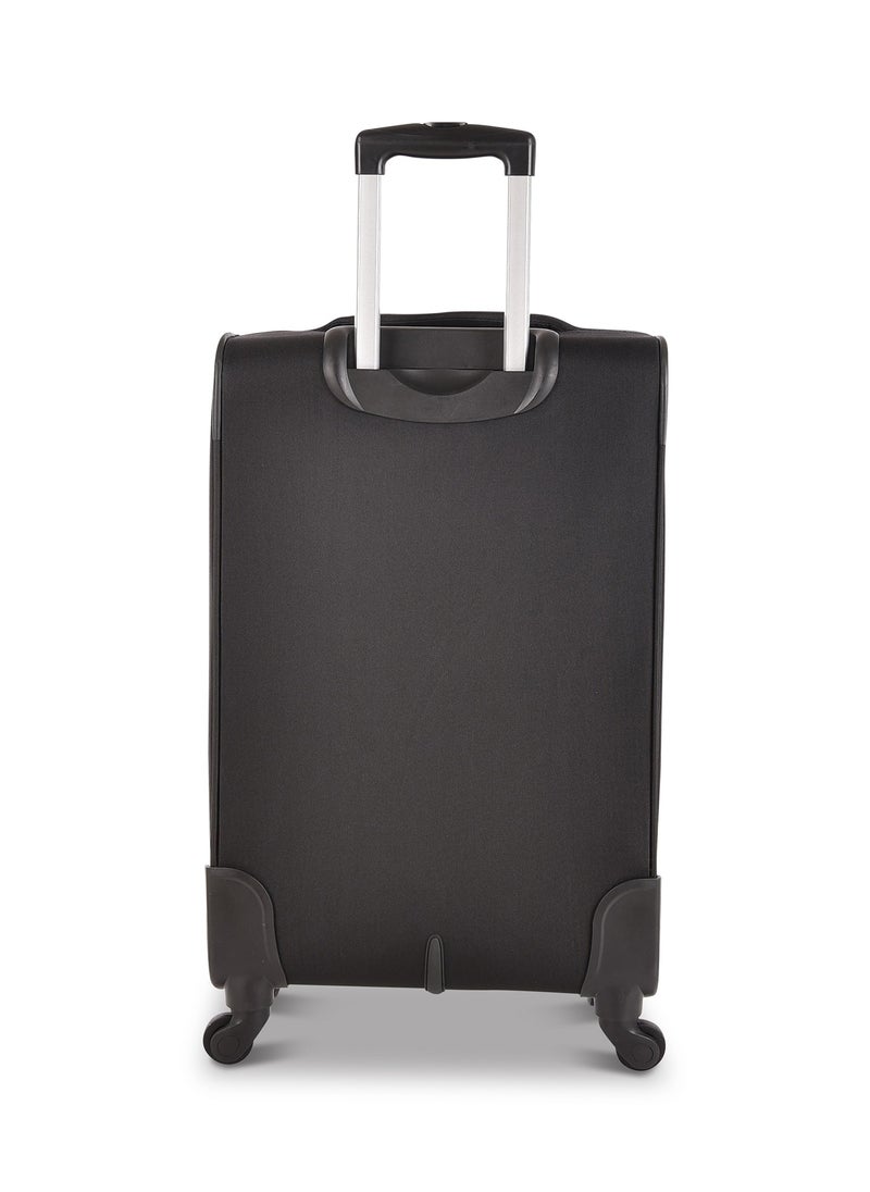 Track - Track Luggage 3 Piece Sets Soft Trolley Travel Bag Lightweight Suitcase Sets Size 20/24/28 Inch Black - Image 1