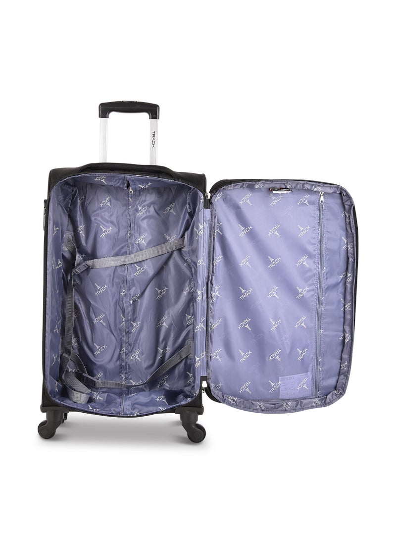 Track - Track Luggage 3 Piece Sets Soft Trolley Travel Bag Lightweight Suitcase Sets Size 20/24/28 Inch Black - Image 1
