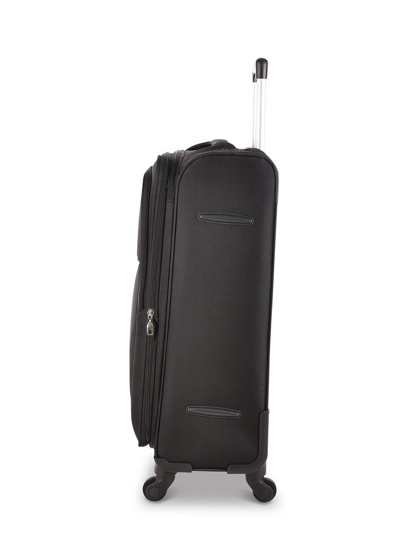 Track - Track Luggage 3 Piece Sets Soft Trolley Travel Bag Lightweight Suitcase Sets Size 20/24/28 Inch Black - Image 1