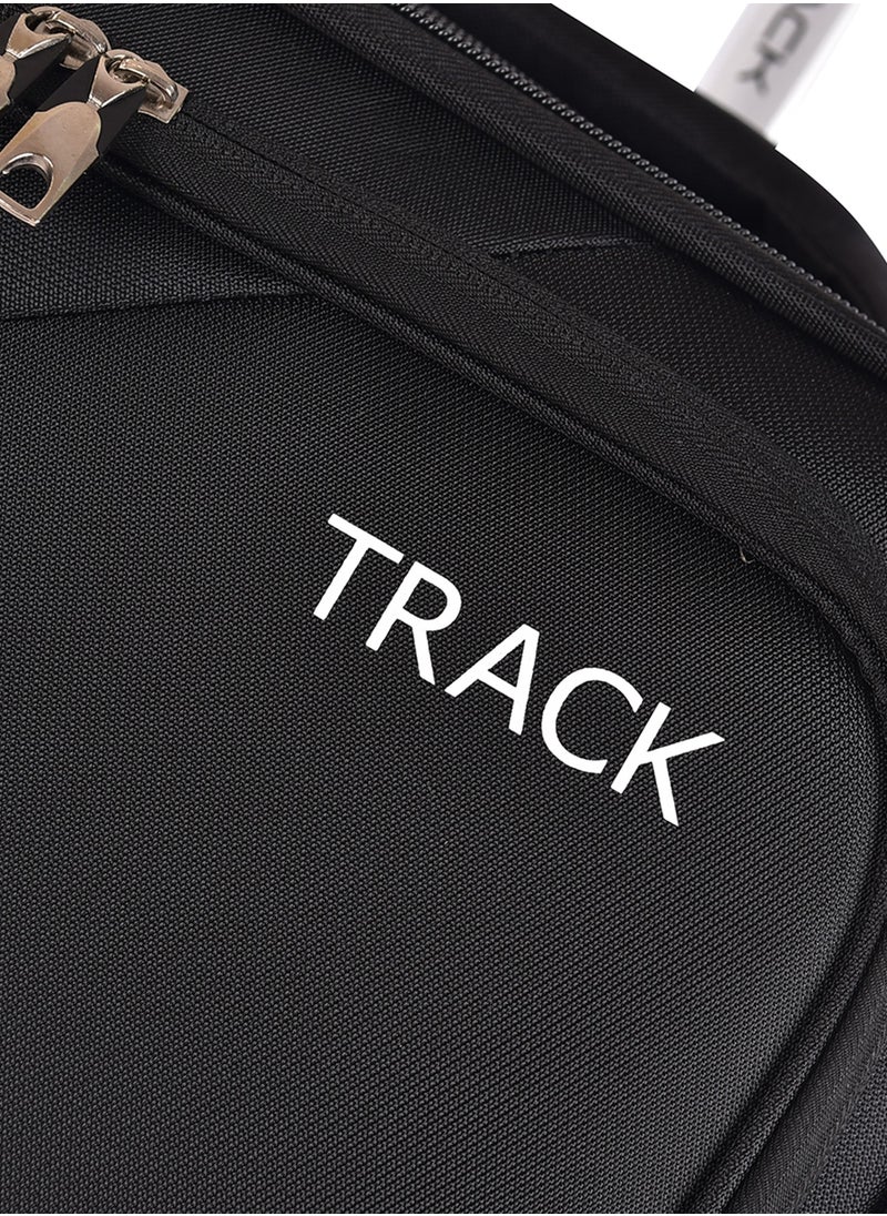 Track - Track Luggage 3 Piece Sets Soft Trolley Travel Bag Lightweight Suitcase Sets Size 20/24/28 Inch Black - Image 1