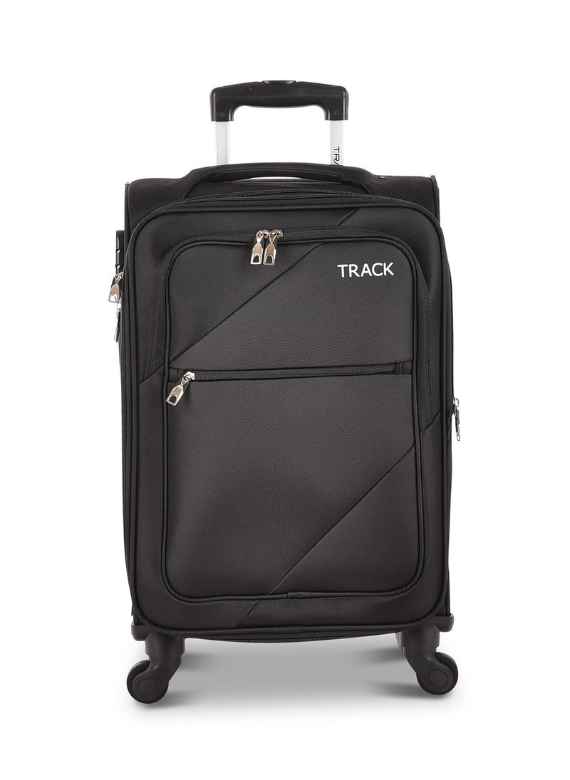 Track - Track Luggage 3 Piece Sets Soft Trolley Travel Bag Lightweight Suitcase Sets Size 20/24/28 Inch Black - Image 1