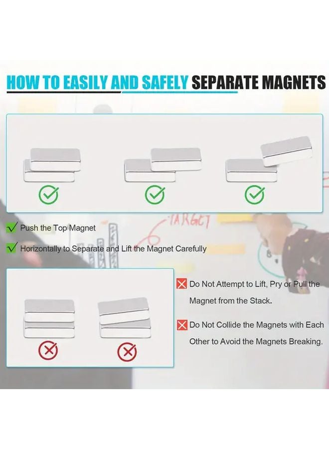 40pcs 20x10x5mm Heavy Duty Metal Bar Magnets for Fridge Office Kitchen Whiteboard and Doors - Image 4