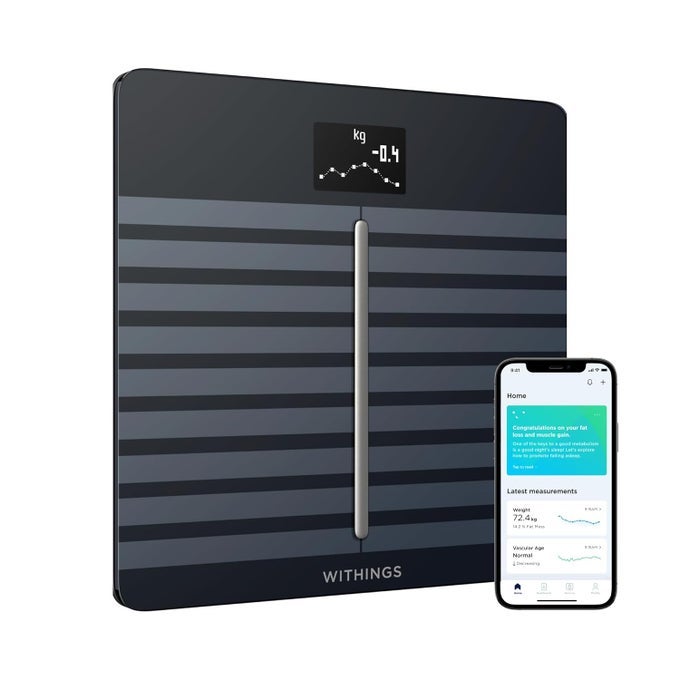 BODY CARDIO PREMIUM WIFI BODY COMPOSITION SMART SCALE TRACKS HEART HEALTH VASCULAR AGE BMI FAT MUSCLE AND BONE MASS WATER DIGITAL BATHROOM SCALE BLACK