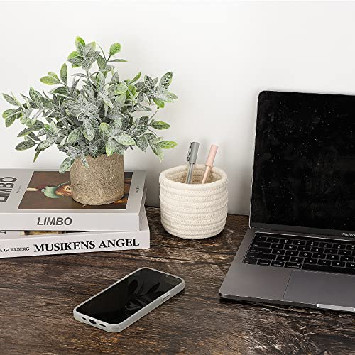 Hopewood Faux Plants, Small Fake Plant for Bathroom, Decorative Artificial Plants for Farmhouse Desk Shelf Decor with A Weave Basket (9.8inch) - Image 4
