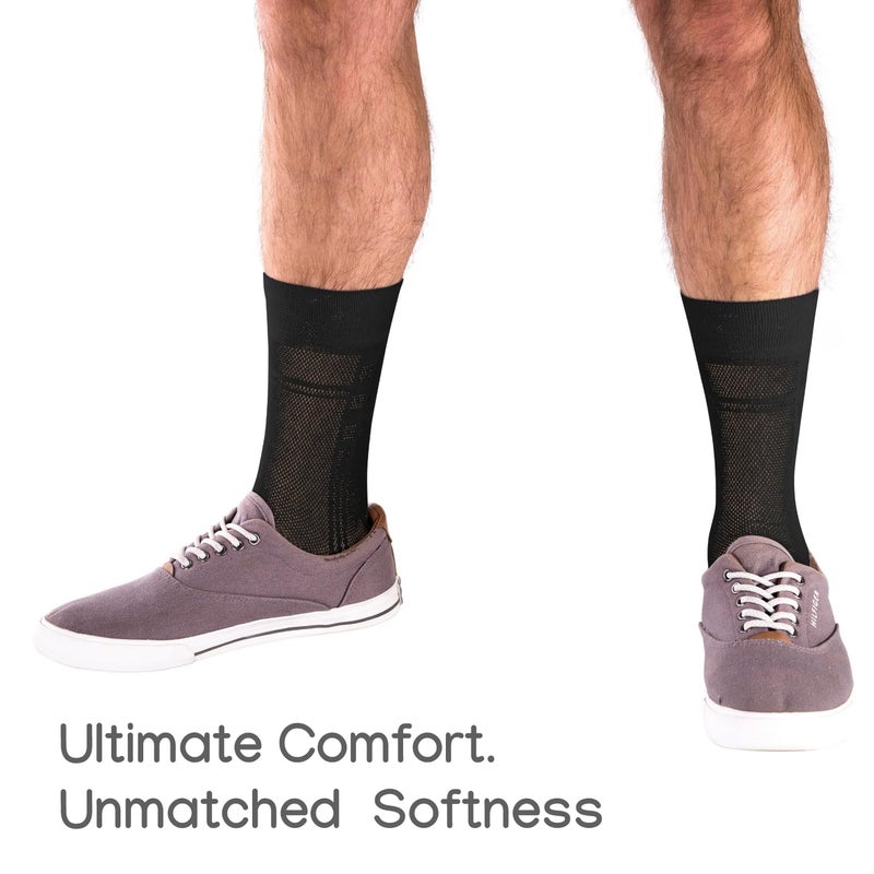 Duna Men’s Socks, Ultra Thin Breathable Cotton Mens Dress Socks (5 pack), Super Soft and Lightweight Socks for Men, Black - Image 3